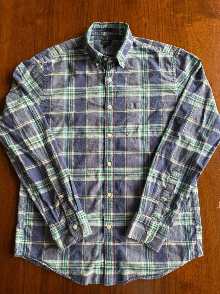 J.Crew Slim Fit Summer Purple Plaid Button-Down Shirt - Size M