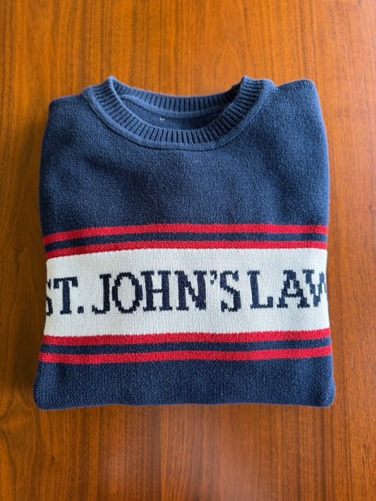 Vintage St. John's University School of Law Navy Crewneck Knit Sweater - Size L