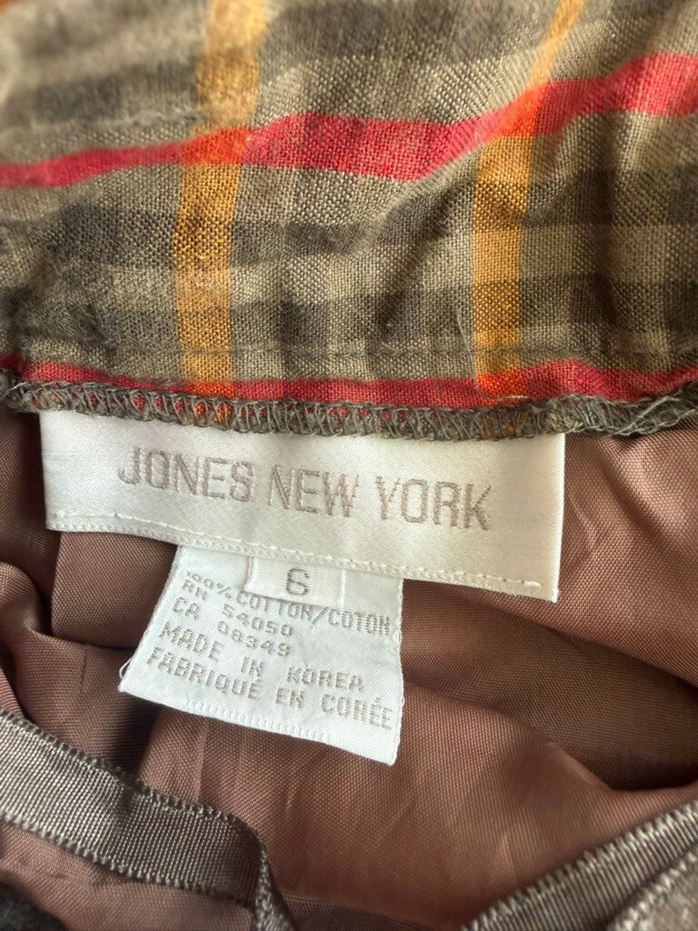 Jones New York Women's Olive & Red Plaid Cotton Pencil Skirt - Size 6
