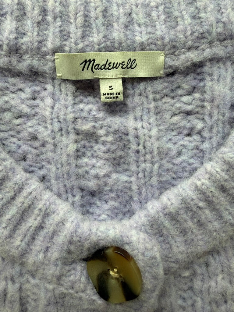 Madewell Women's Lavender Cable Knit Button-Up Cardigan Sweater - Size S