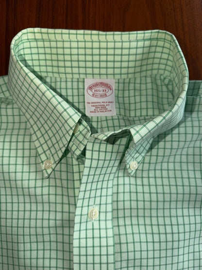 Brooks Brothers Traditional Fit Green Check Dress Shirt - Size 15.5-33