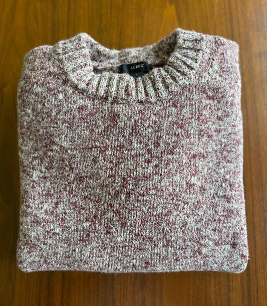 J.Crew Women's Marled Crewneck Knit Sweater in Burgundy and Cream - Size L
