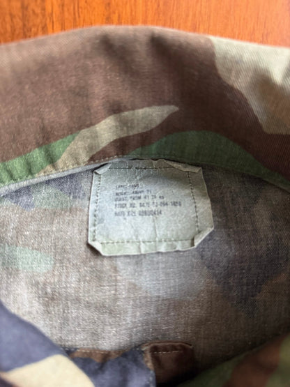 Vintage 80s Us Army Woodland Camo Bdu Field Jacket Sergeant - Size LL