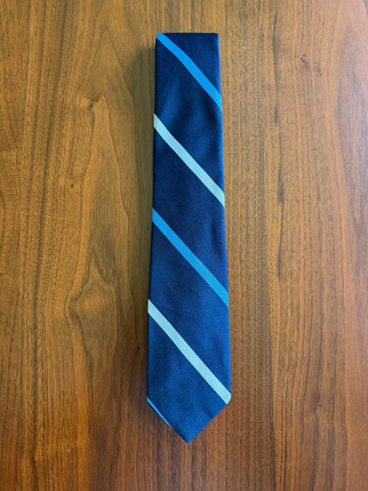 Emilio Ferrara Made in Italy Navy Blue Striped Silk Neck Tie