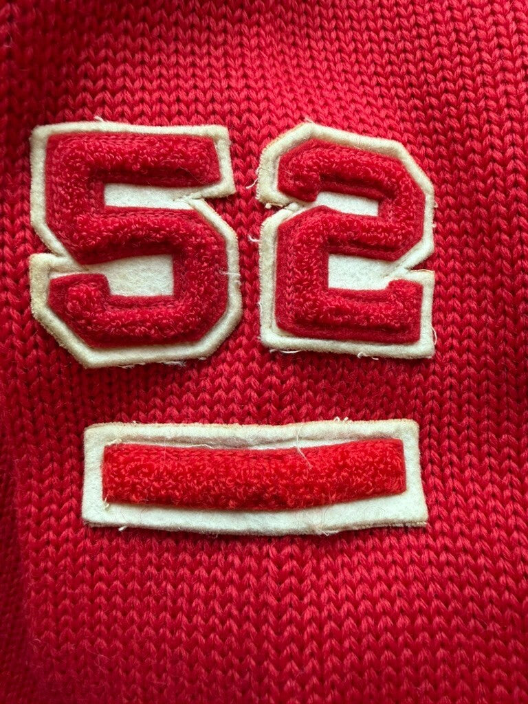 Vintage Red Nelson Knitting Mills Varsity Cardigan Sweater w/Patches - Size M