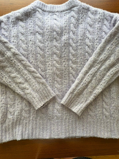 Madewell Women's Lavender Cable Knit Button-Up Cardigan Sweater - Size S