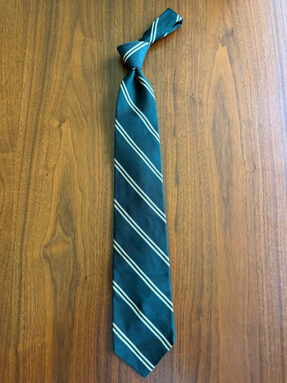 David Heller Co Men's Green and White Striped Tie