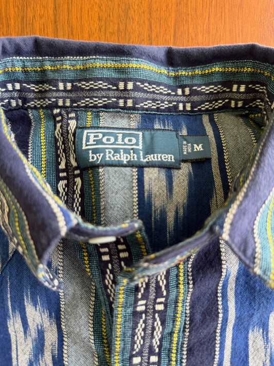 Polo by Ralph Lauren Men's Western Ikat Blue Patterned Button-Up Shirt - Size M