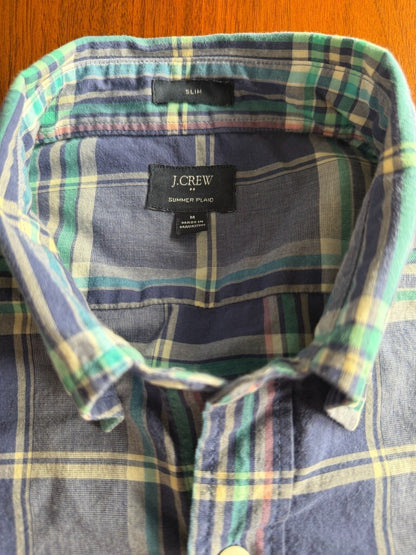 J.Crew Slim Fit Summer Purple Plaid Button-Down Shirt - Size M