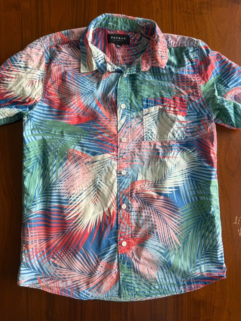 Pacsun Men's Tropical Print Short Sleeve Button-Up Shirt - Size M
