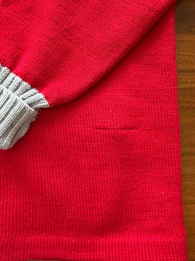 Vintage Lanza Red Wool Varsity Letterman Cardigan Sweater w/Grey Trim - Size M
