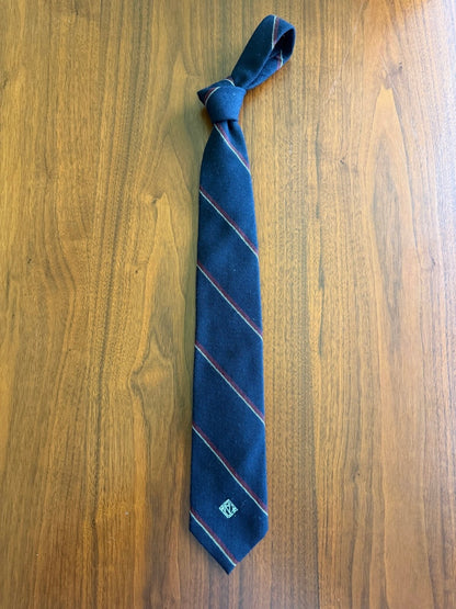 Polo by Ralph Lauren Classic Navy Blue w/ Burgundy & White Striped Neck Tie