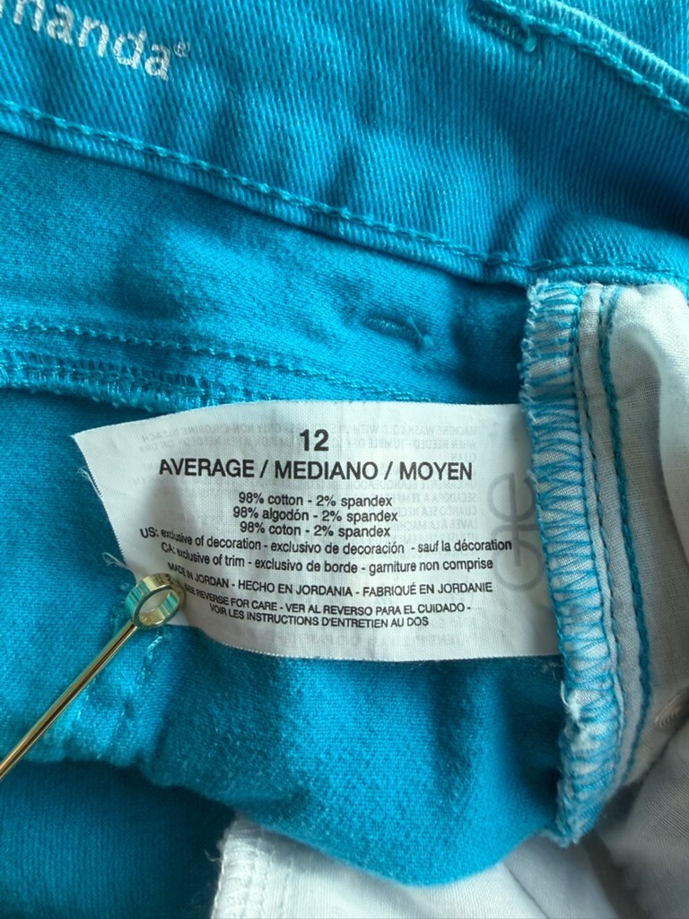 Gloria Vanderbilt Women's All Around Slimming Effect Turquoise Shorts - Size 12