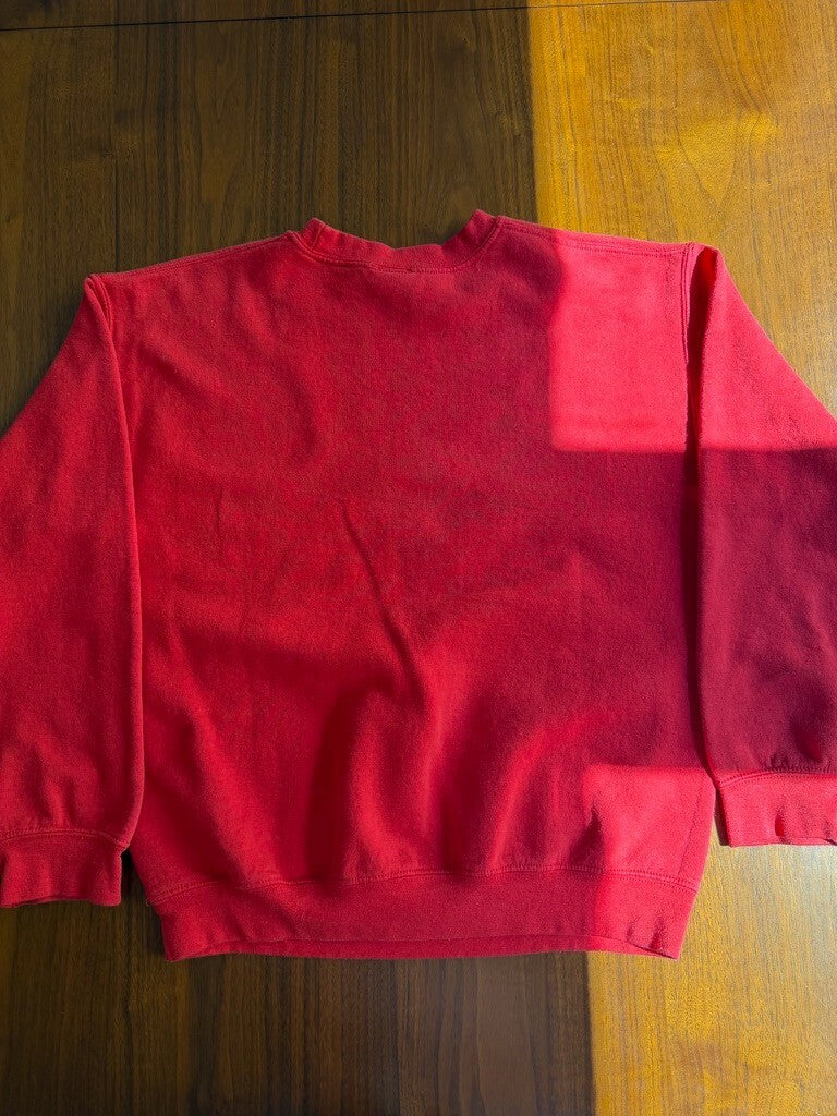 Cornell University Red Crewneck Sweatshirt with Bear Logo - Size M
