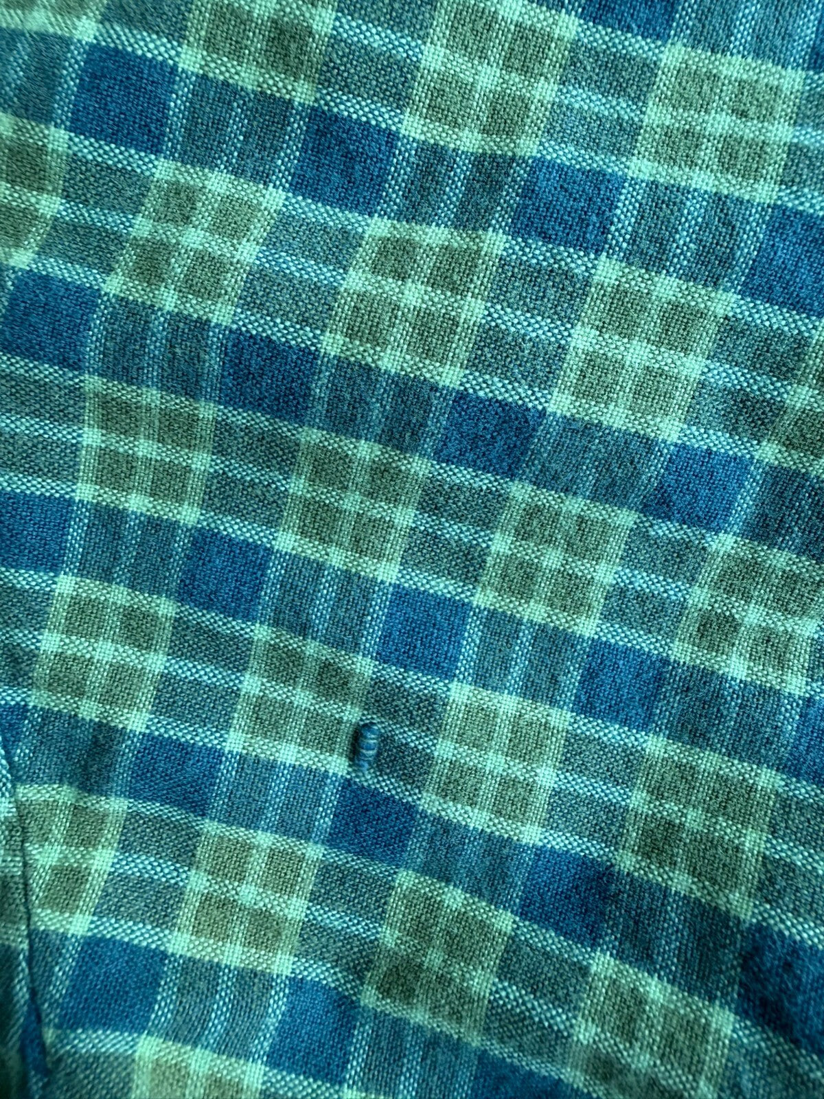 J.Crew Men's Green and Blue Plaid Short Sleeve Button Down - Size L