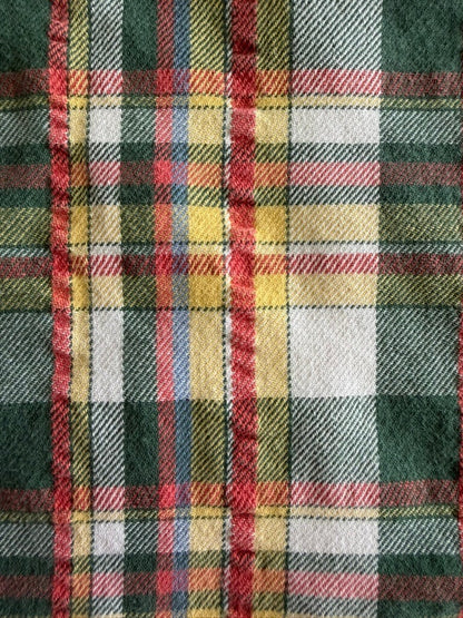 Eddie Bauer Men's Green/Yellow/Orange Plaid Flannel Button-Down Shirt - Size LT