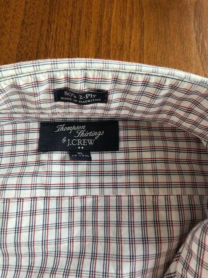 J.Crew Men's Thompson Shirtings 80s 2-Ply Red Plaid Button-Down Shirt - Size 17-35