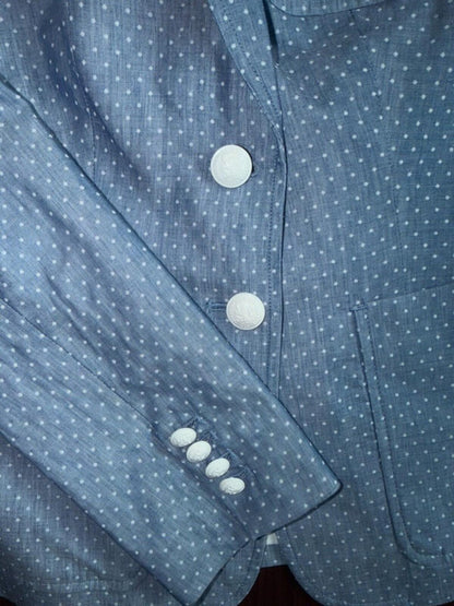 Tommy Hilfiger Women's Blue Polka Dot Linen Blend Blazer  - Size 6