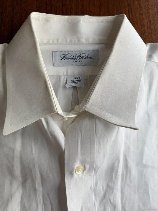 Brooks Brothers Makers White Spread Collar Dress Shirt 16-33
