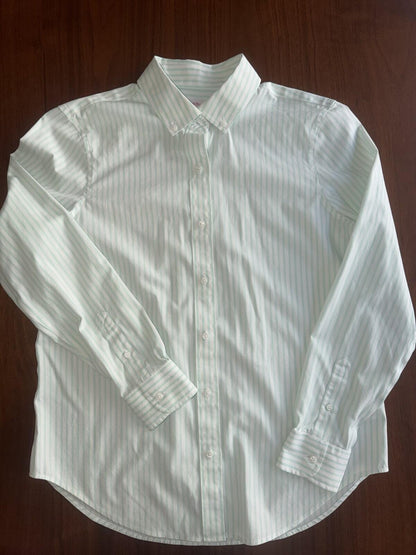 Brooks Brothers Women's Mint Striped Button-Up - Size 8
