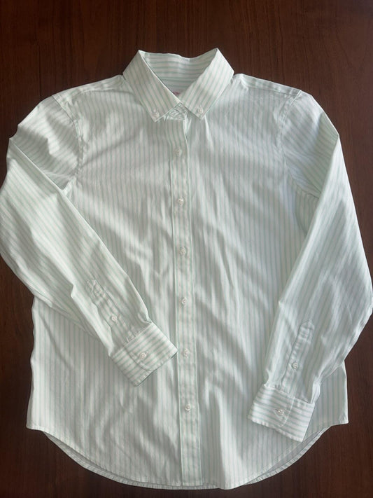 Brooks Brothers Women's Mint Striped Button-Up - Size 8