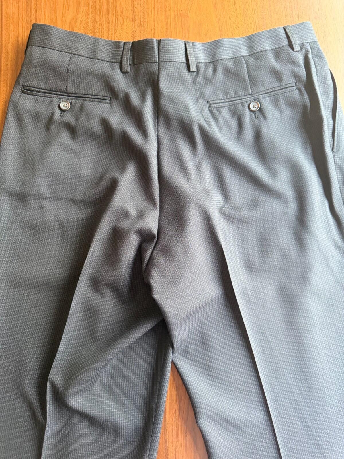 Ralph by Ralph Lauren Men's Pleated Dress Trouser Gray Micro-Check 34x30