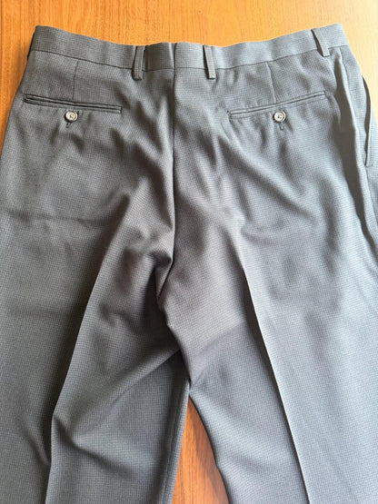 Ralph by Ralph Lauren Men's Pleated Dress Trouser Gray Micro-Check 34x30