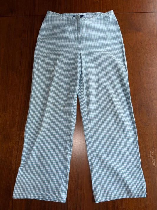 Charter Club Women's Blue Gingham Stretch Straight Leg Pants - Size 8