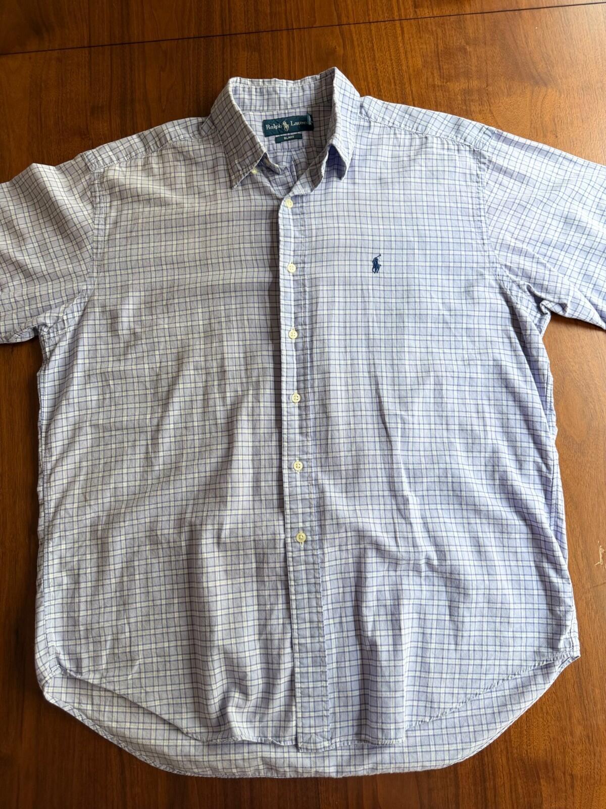 Polo Ralph Lauren Blake Men's Short Sleeve Plaid Shirt Lavender/Blue - Size  L