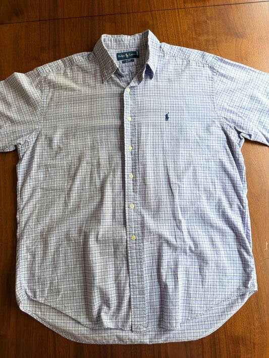 Polo Ralph Lauren Blake Men's Short Sleeve Plaid Shirt Lavender/Blue - Size  L