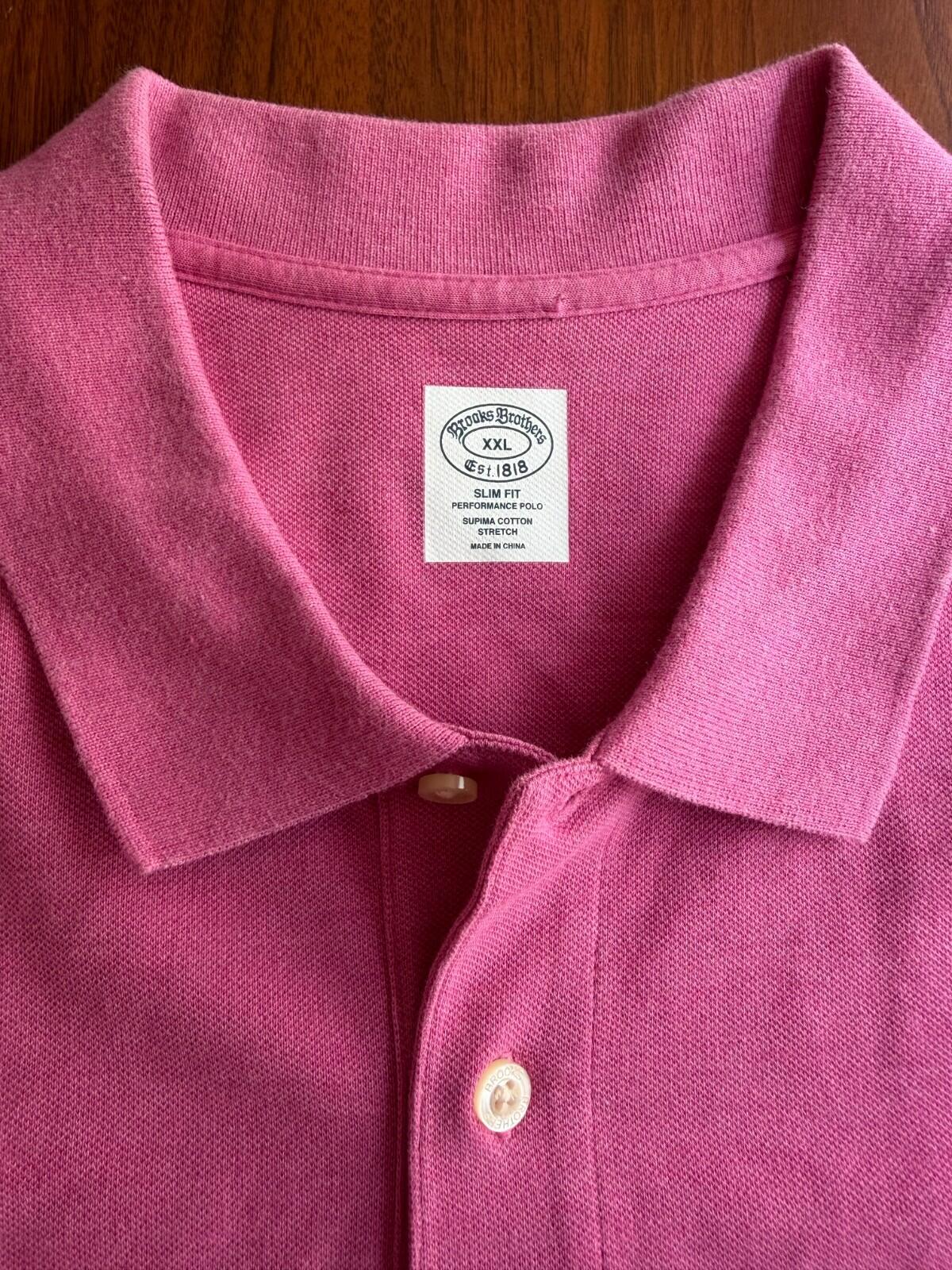 Brooks Brothers Slim Fit Performance Polo Pink Supima Cotton XXL
