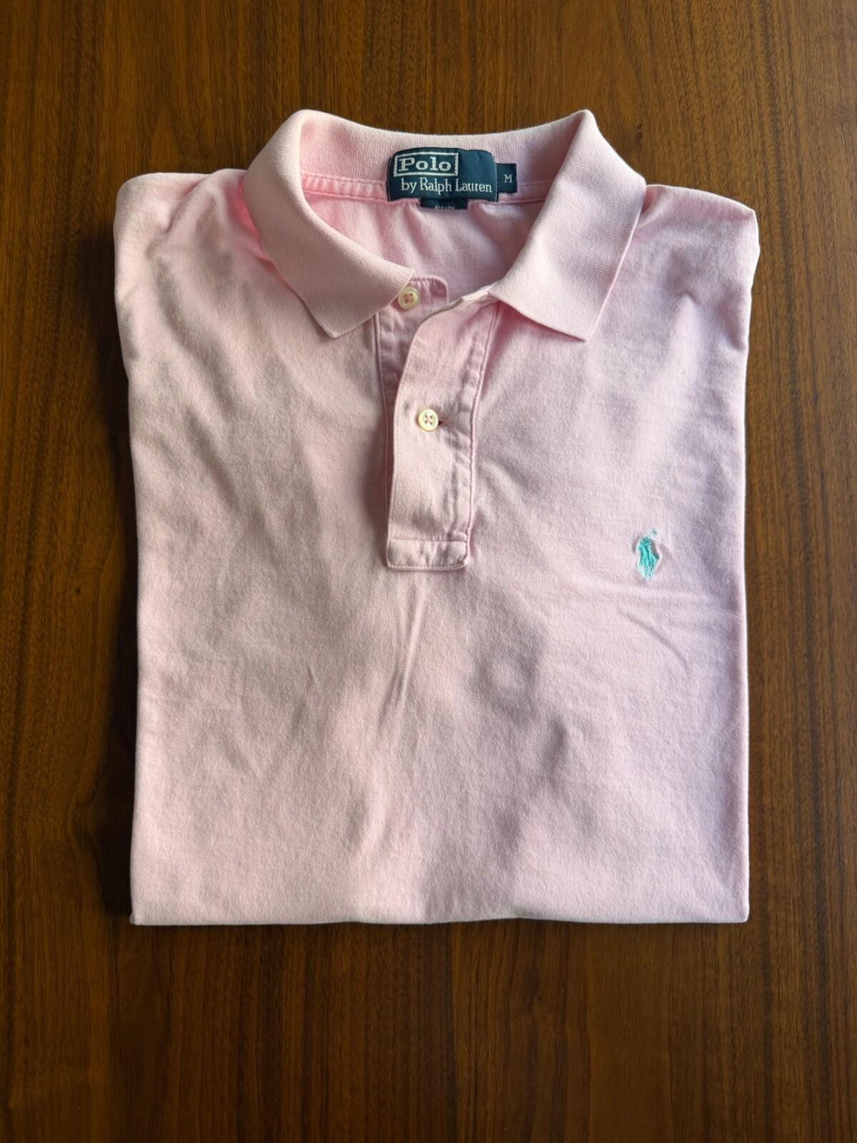 Vintage Polo Ralph Lauren Pink Mesh Pique Cotton Polo Shirt Medium