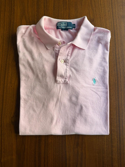 Vintage Polo Ralph Lauren Pink Mesh Pique Cotton Polo Shirt Medium