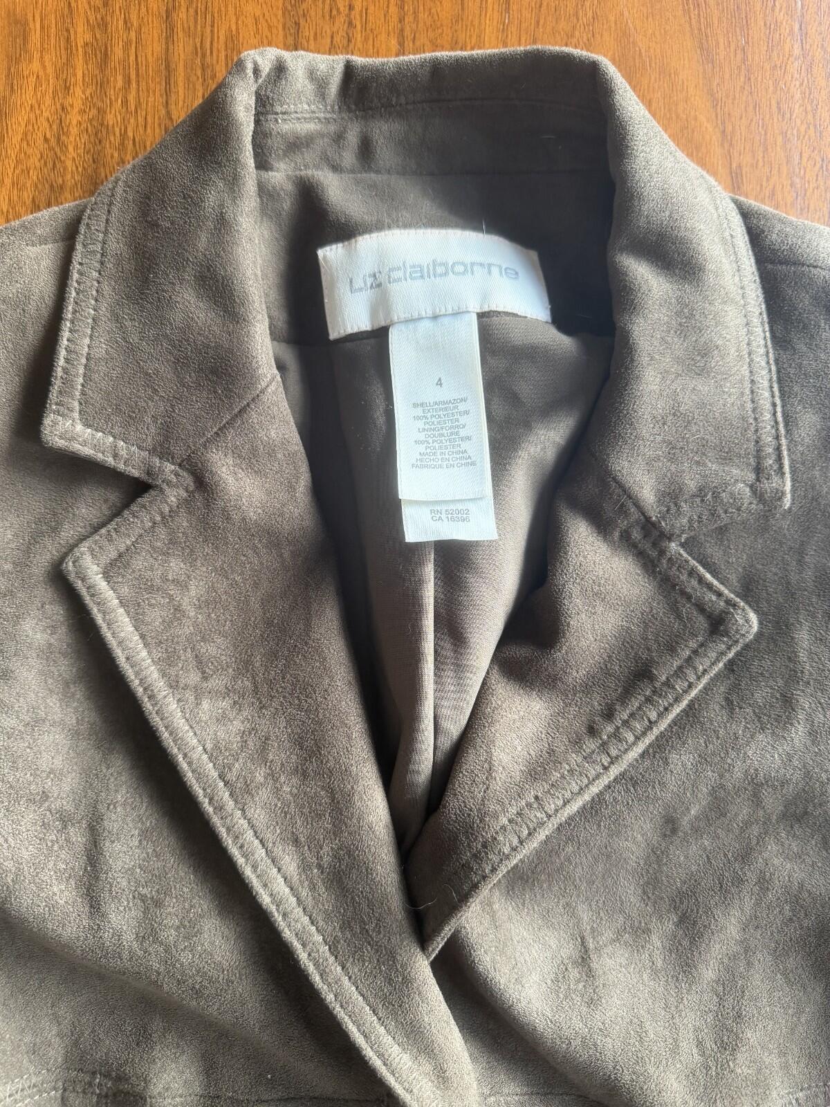 Liz Claiborne Women's Brown Faux-Suede Button-Up Blazer - Size 4