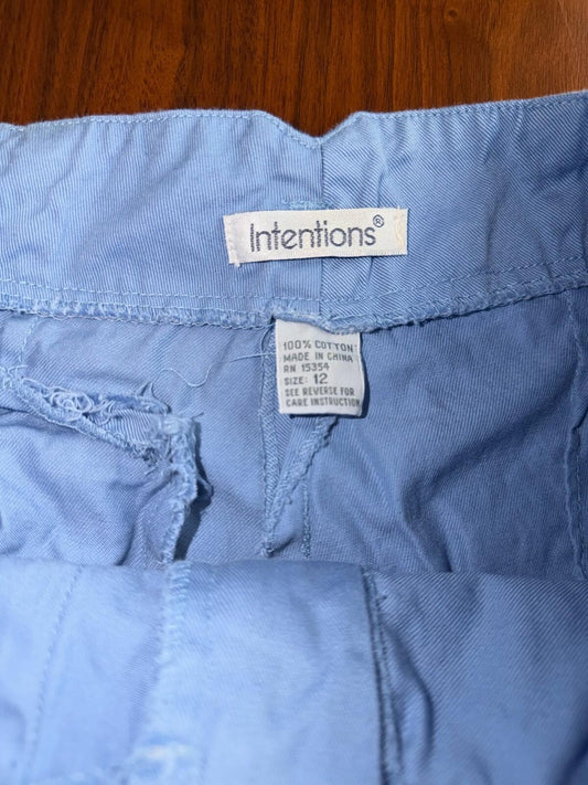 Intentions Women's Pleated Light Blue High-Waisted Pants - Size 12