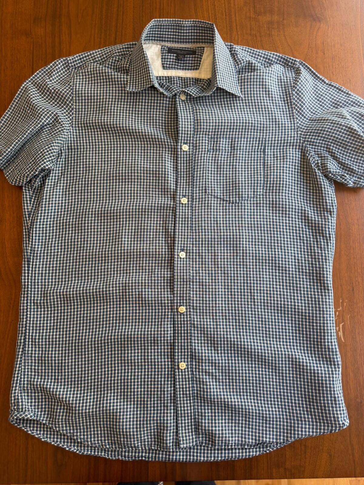 Banana Republic Classic Fit Short-Sleeve Gingham Button-Down Shirt Size L