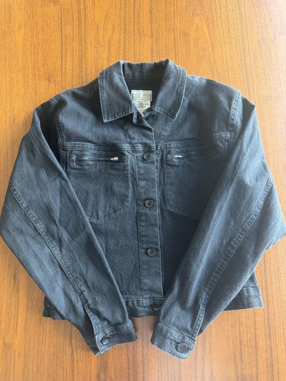 French Dressing Women's Black Jeans Jacket w/Zipped Pockets - Size 8
