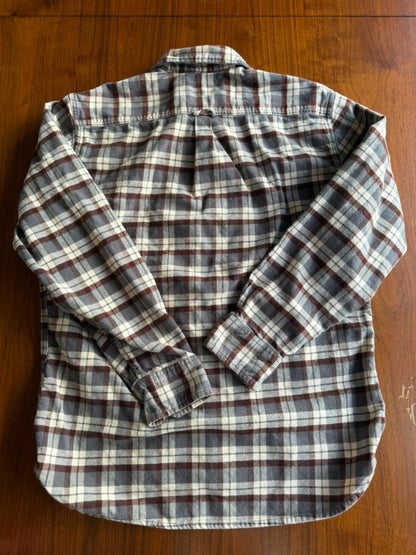 Jachs NY Men's Heavy Flannel Grey/Burgundy Long Sleeve Button Down - Size M