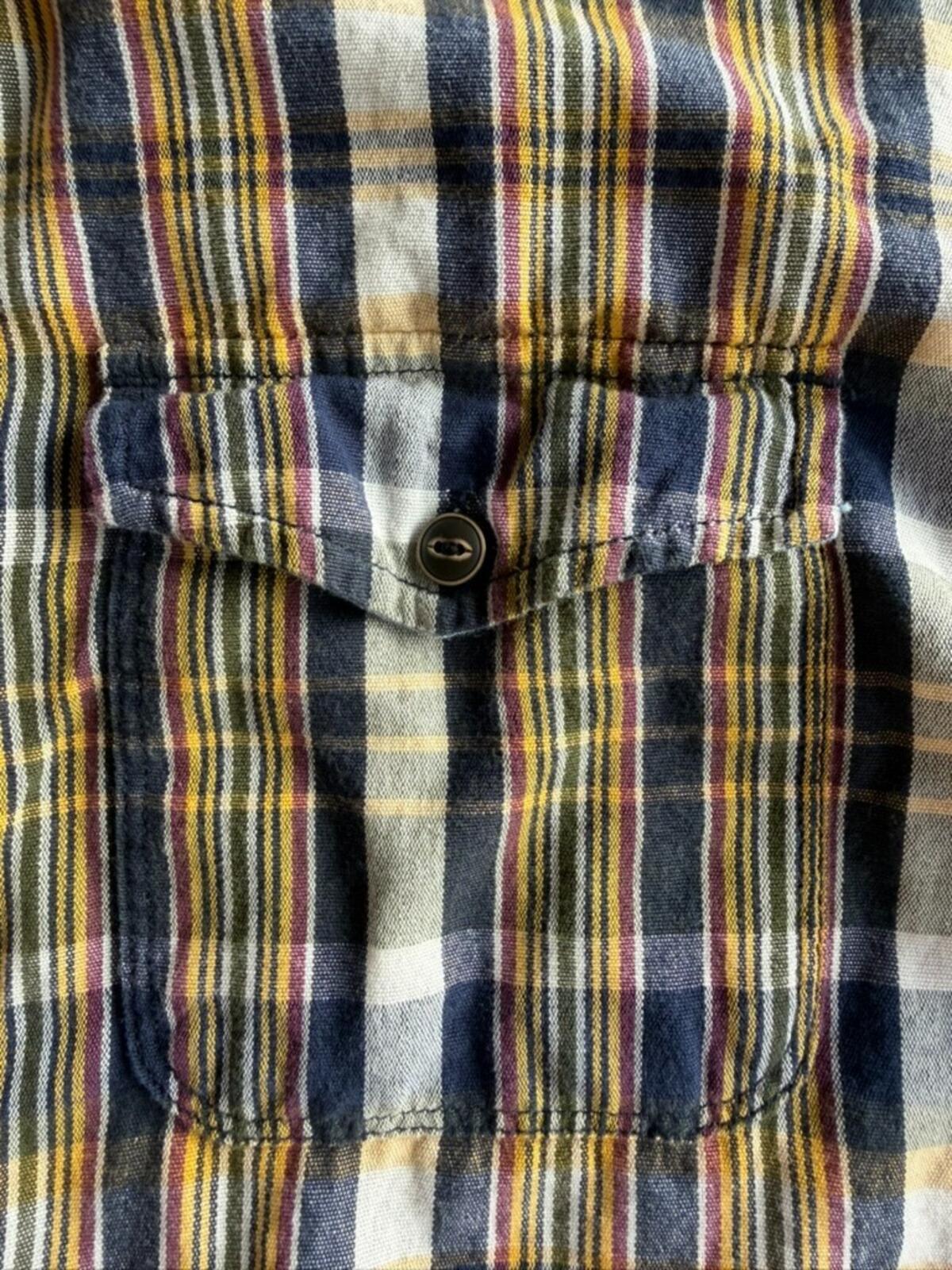 Lands' End Canvas Men's Yellow Plaid Short-Sleeve Button-Down - Size L