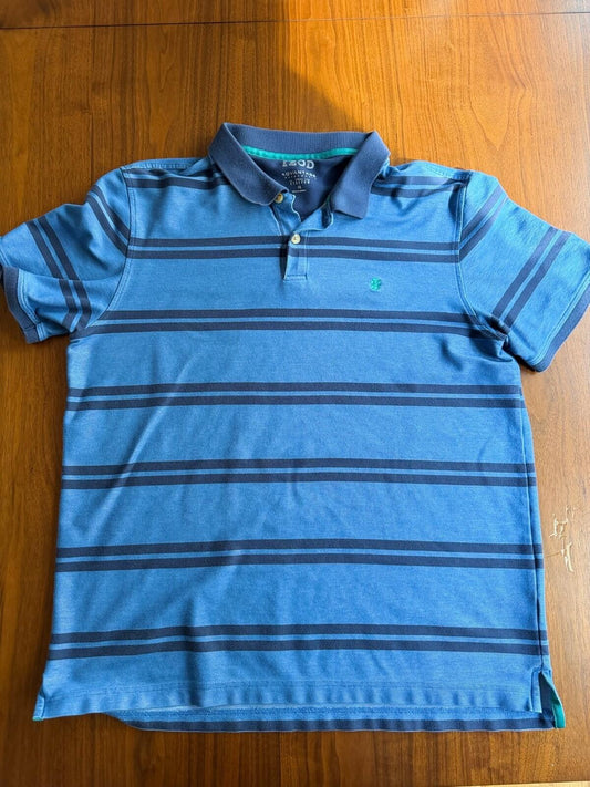 IZOD Men's Advantage Performance Blue Striped Short Sleeve Polo Shirt - Size XL