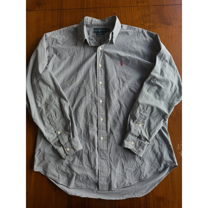 Polo Ralph Lauren Men's Blake Navy and White Gingham Button Down Shirt - Size L