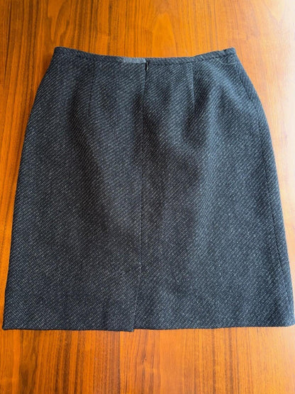 Lauren by Ralph Lauren Women's Bias Stripe Wool Mini Skirt Grey - Size 4