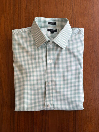 J.Crew Men's Ludlow Classic Fit Gingham Dress Shirt Green & White - Size 16-32