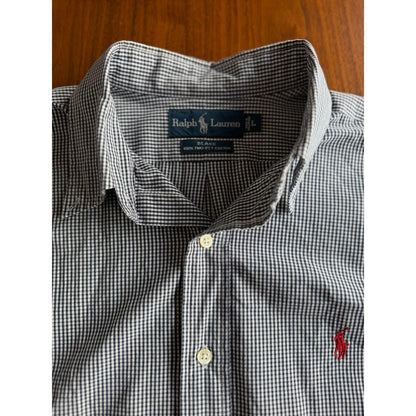 Polo Ralph Lauren Men's Blake Navy and White Gingham Button Down Shirt - Size L