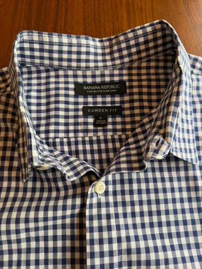 Banana Republic Camden fit Custom Short Sleeve Gingham Button-Down - Size L