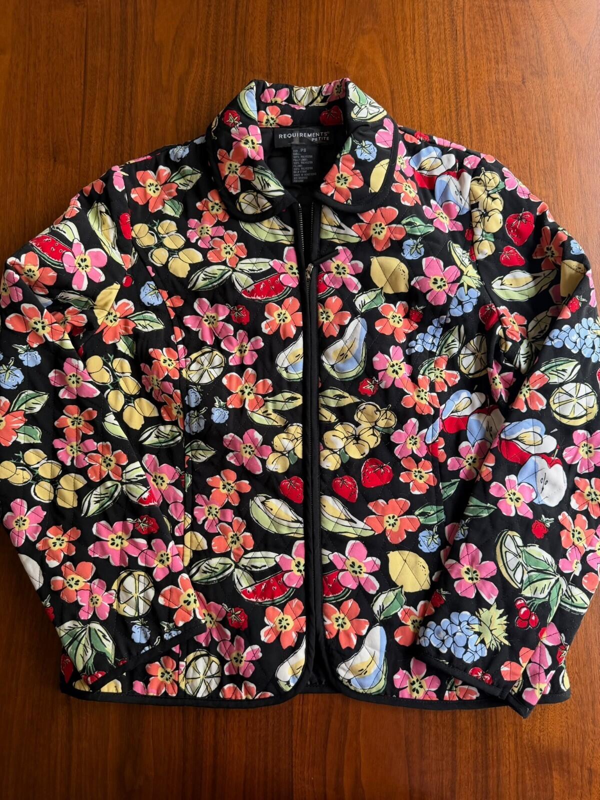 Requirements Women's Fruit and Floral Print Zip Jacket - Size PS