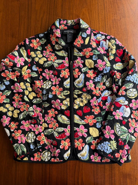 Requirements Women's Fruit and Floral Print Zip Jacket - Size PS