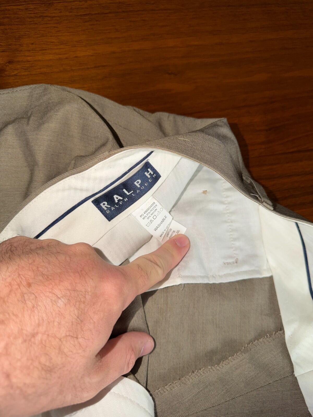 Ralph Lauren Men's Pleated Cuffed Pants Khaki Brown 40x32