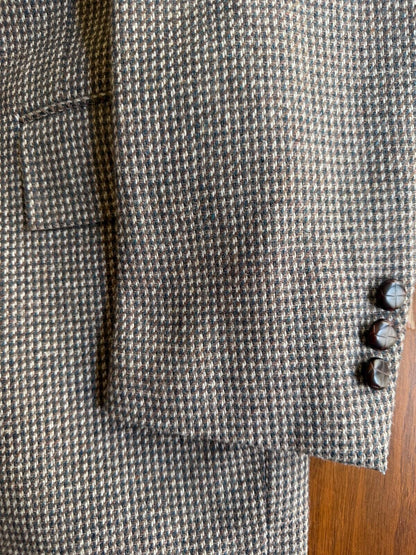 Vintage Sears Roebuck and Co. Brown Houndstooth Wool Tweed Sport Coat 42L
