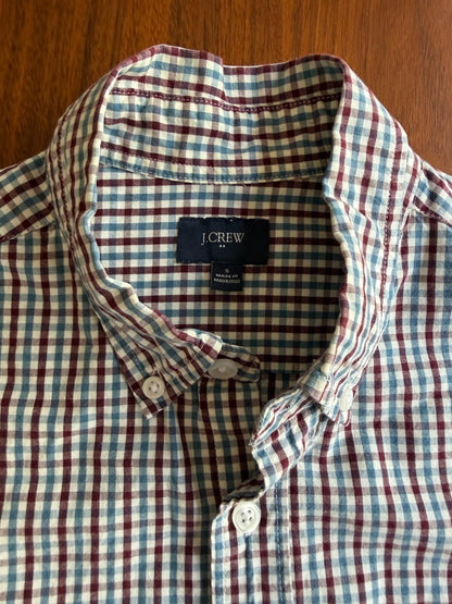 J.Crew Men's Small Button-Down Shirt Blue & Burgundy Multi-Check Plaid S